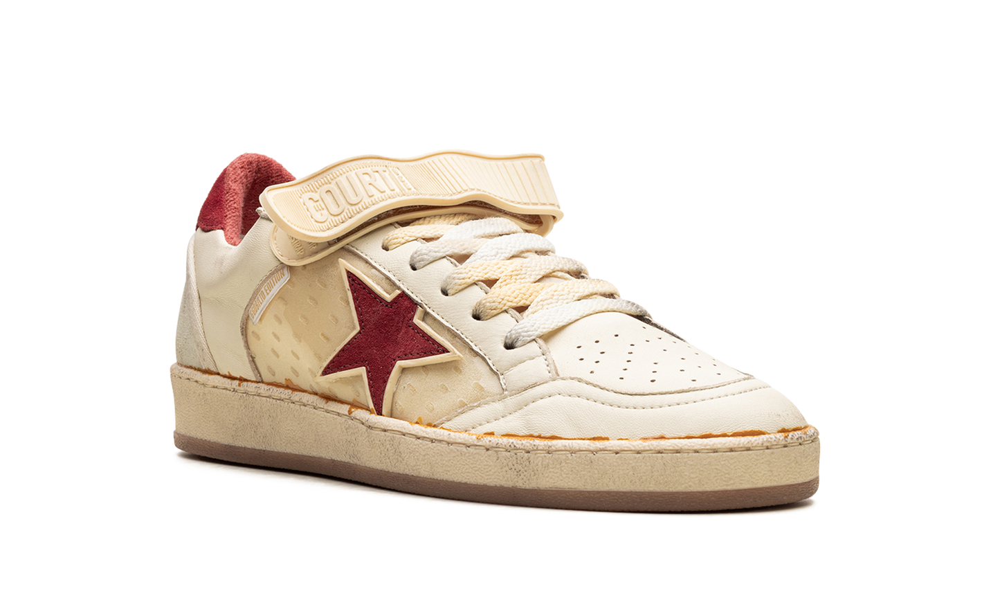 BALL STAR WITH STRAP NAPPA AND PVC UPPER SUEDE STAR SPUR AND HEEL "WHITE ICE RED PVC"