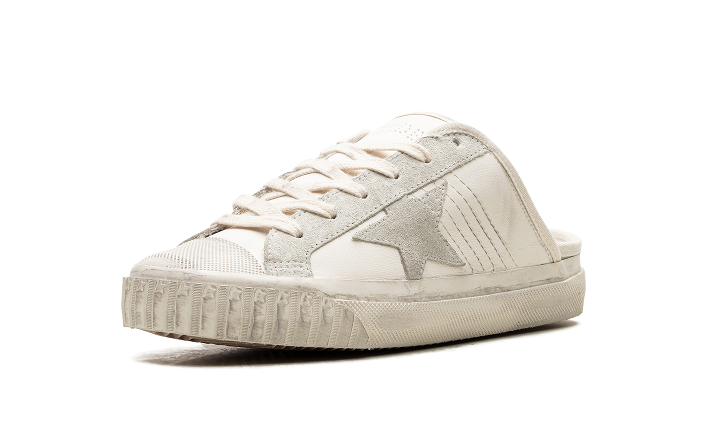 SUPER-STAR SABOT TOE CAP AND HIGH SOLE LEATHER UPPER TOE AND TONGUE SUEDE STAR "WHITE ICE"