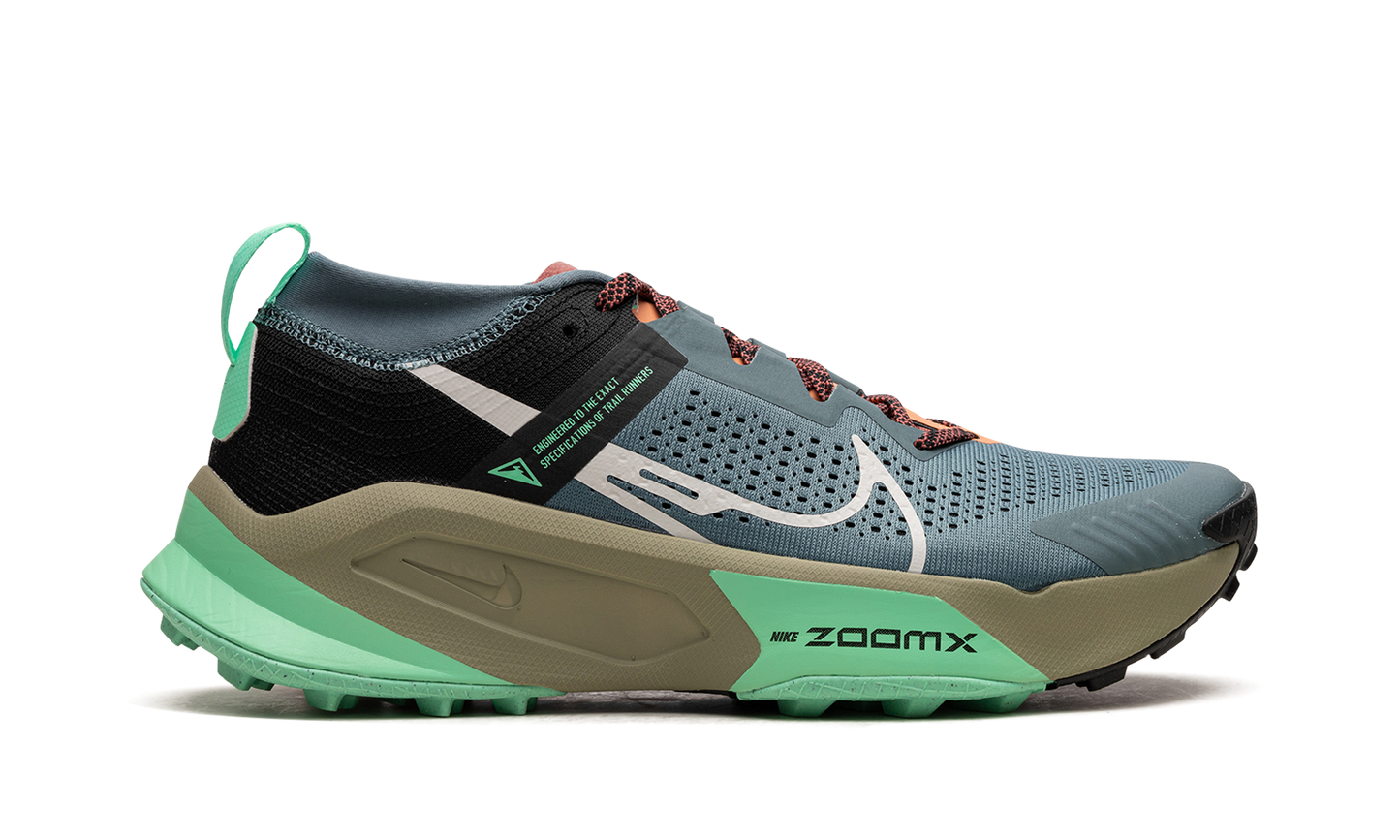 Nike ZoomX Zegama Trail "Light Slate Grey Glow Green Bone Black" DH0623 300