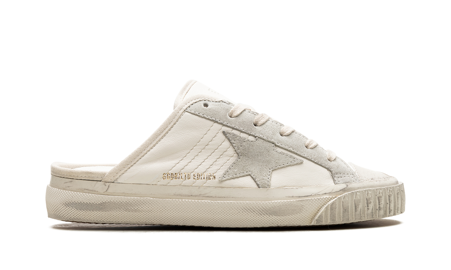 SUPER-STAR SABOT TOE CAP AND HIGH SOLE LEATHER UPPER TOE AND TONGUE SUEDE STAR "WHITE ICE"