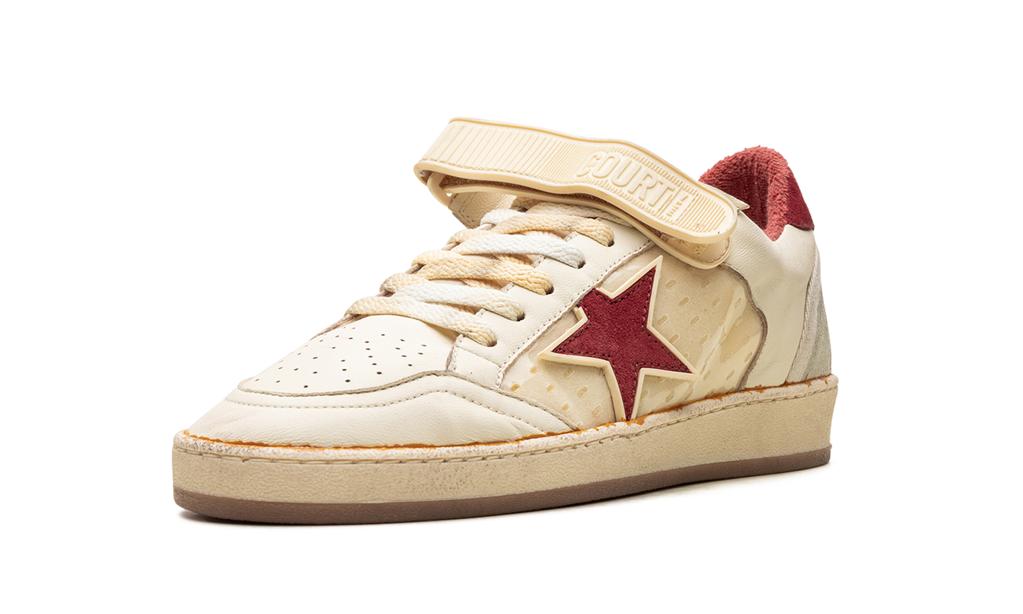 BALL STAR WITH STRAP NAPPA AND PVC UPPER SUEDE STAR SPUR AND HEEL "WHITE ICE RED PVC"