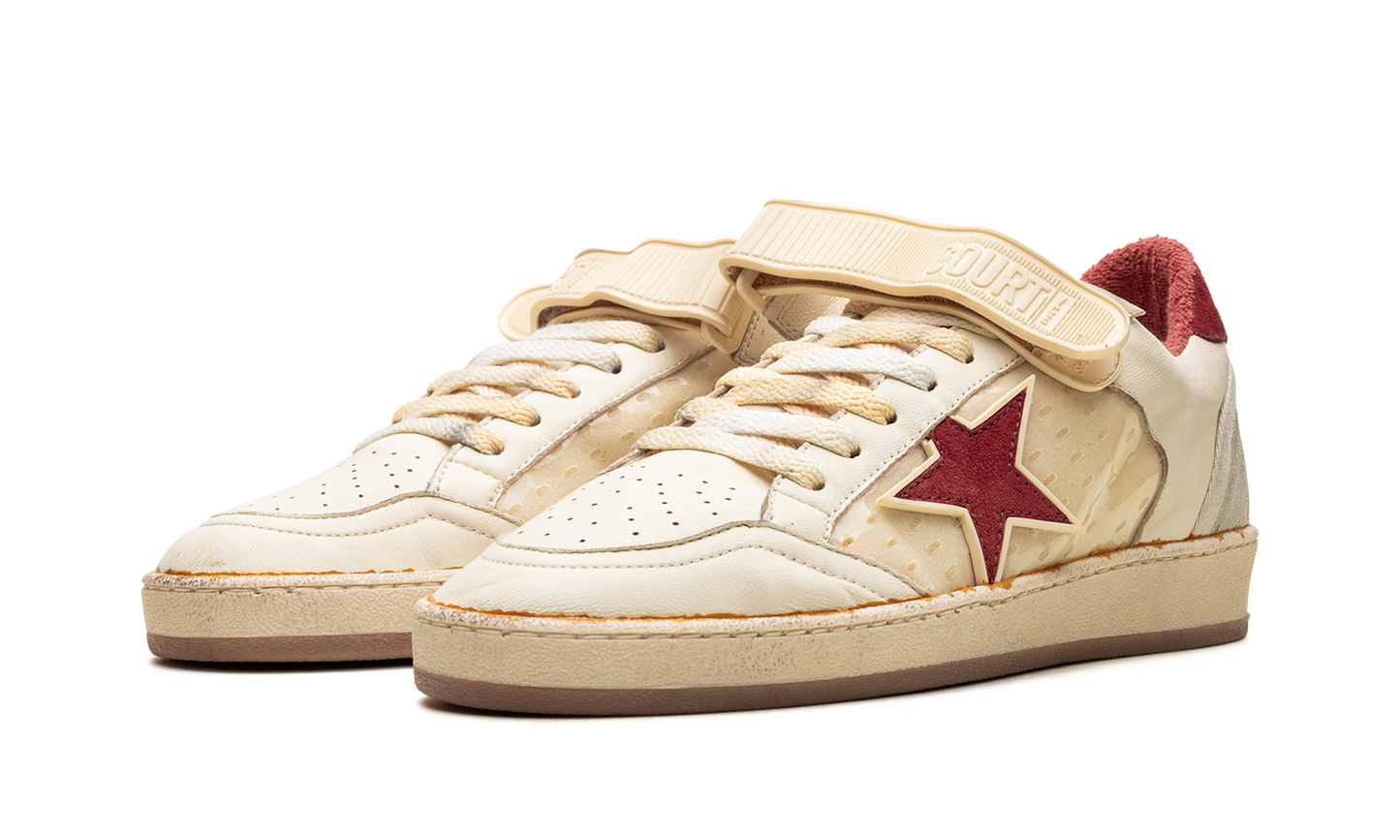 BALL STAR WITH STRAP NAPPA AND PVC UPPER SUEDE STAR SPUR AND HEEL "WHITE ICE RED PVC"